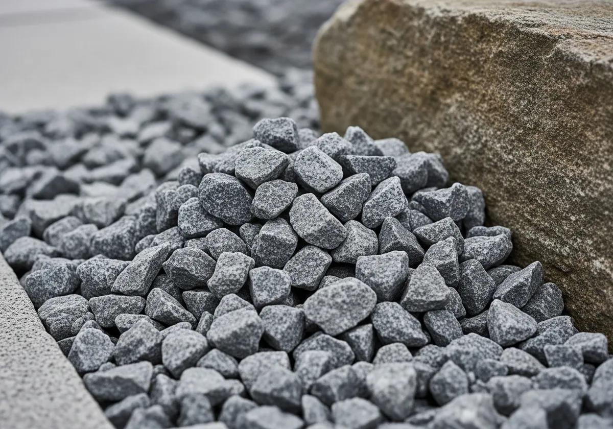 Granitkross och stenflis i sorterade fraktioner